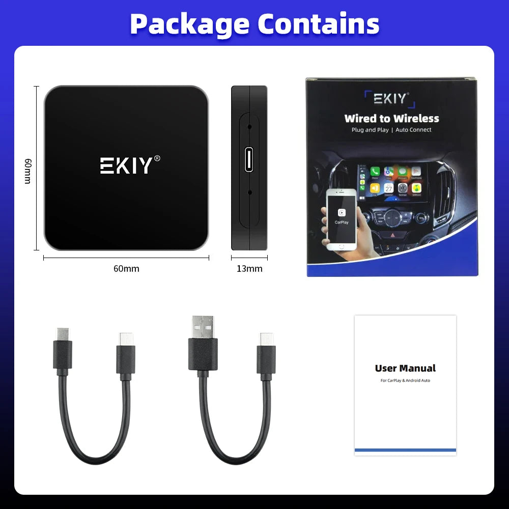 EKIY NEW Mini Carplay Wireless for Toyota Mazda Nissan Camry Suzuki Subaru Citroen Audi Mercedes Kia Ford Opel IOS15 Spotify BT